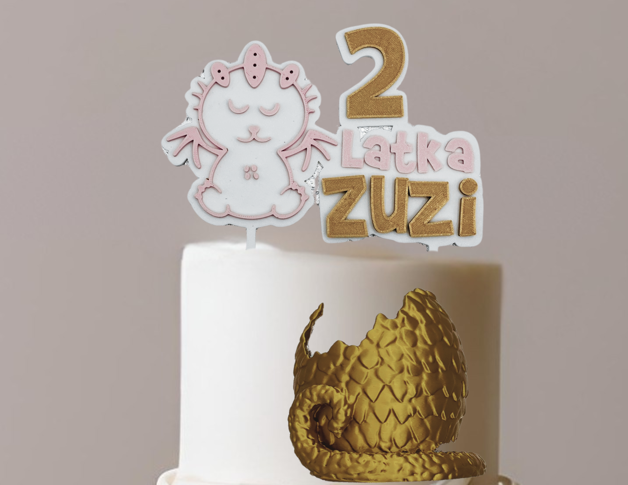 Topper boczny urodziny2 3 5 10 18 20 gamerka Dekoracja tortu smocze jajo złote  - zdjęcie 3